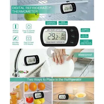 Подвесной термометр для холодильника с регулируемой подставкой Кухонные инструменты и гаджеты Бытовой измеритель температуры Большой экран Mini