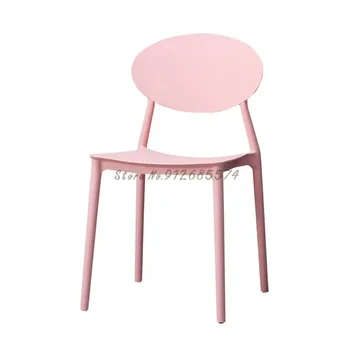  Скандинавский стиль Пластиковая спинка стула Штабелируемый простой обеденный стул Студенческий досуговый офис Ins Net Красный дизайнерский табурет