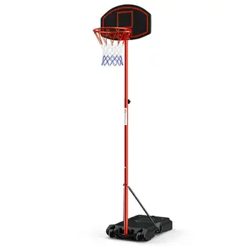 Портативная баскетбольная система Gymax с 2 колесами, заполняемым основанием и регулируемой подставкой