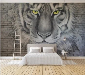 Индивидуальные обои 3d фотообои papel de parede рельеф тигр кирпич стена фон стена гостиная детская комната фреска