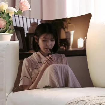 IU Lee Ji Eun Наволочки Наволочки с двусторонней печатью Подушки для кровати для гостиной Диван Подушки Наволочка 40x40 Чехол