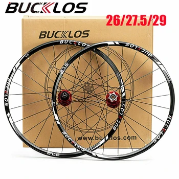 BUCKLOS MTB Колесная пара 26 дюймов 27,5 дюйма 29 дюймов Комплект колес для горного велосипеда из алюминиевого сплава с 24 отверстиями Подходит для дискового тормоза QR TA