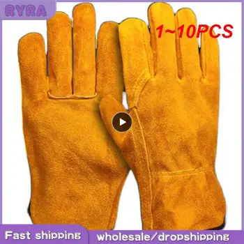  1 ~ 10 шт. HOTFireproof Прочные перчатки сварщика из коровьей кожи Износостойкие защитные перчатки для сварки металлических ручных инструментов