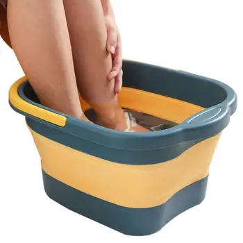  Складная ванна для ног Ванна для ног с массажными роликами Спа-таз для замачивания Снятие стресса Портативный складной