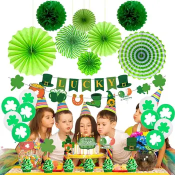 Украшения ко Дню Святого Патрика Счастливый ирландский трилистник Баннер для декора ко Дню Святого Патрика Зеленые воздушные шары Ирландские фезитивальные подарки для вечеринки