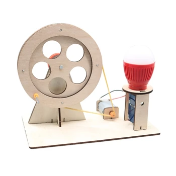 DIY Деревянная сборная игрушка Деревянный генератор с ручным питанием Набор для научных экспериментов