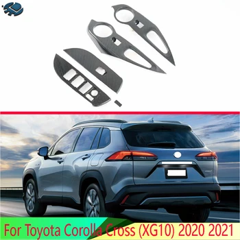 Для Toyota Corolla Cross (XG10) 2020 2021 2022 Карбоновый стиль Дверь Окно Подлокотник Крышка Переключатель Панель Отделка Молдинг Гарнир