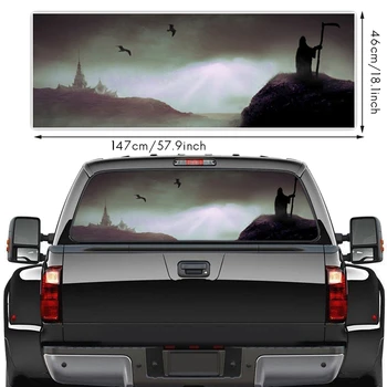 Grim Reaper Darkness For Truck Jeep Suv Pickup 3D Наклейка на заднее лобовое стекло Наклейка Декор Заднее стекло Плакат 57,9 X18,1 дюйма