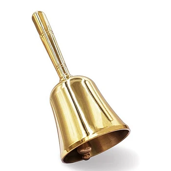 Супер громкий ручной лающий колокольчик Твердый латунный обеденный колокольчик Колокольчик для дрессировки домашних животных Колокольчик для джингл, золотой