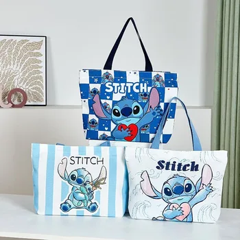 Disney Lilo & Stitch Мультфильм Анимация Креативная печать Большая емкость Сумка для покупок Kawaii Кроссбоди Сумка Красивый холщ Сумка