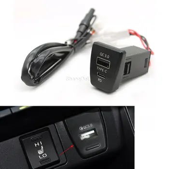 Автомобильное зарядное устройство TYPE-C PD QC3.0 USB Интерфейс Двухразъемное зарядное устройство для телефона для Toyota RAV4 rav4 XA50 2019 2020