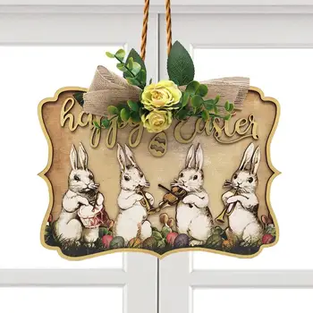 Happy Easter Bunny Home Деревянный Орнамент Знак Пасхальная Вечеринка Дверь Настенные Деревянные Подвески Для Пасхального Кролика Ремесло Партии Принадлежности