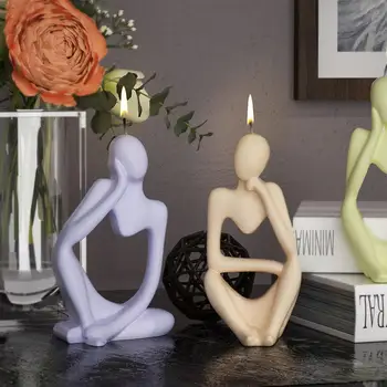 DIY Силиконовая форма для человеческого тела Скандинавское искусство Абстрактный мыслитель 3D Домашняя статуя Декор Модель DIY Форма Литье Форма Гипс Человек Re Y3K9