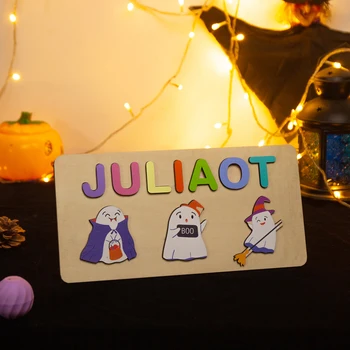  персонализированная головоломка с именем для подарков на Хэллоуин Детские подарки Игрушки для малышей Девочки и мальчика DIY Пазлы