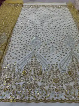 красочные пайетки вышивка ткань с бусинами французский тюль пряжа африканский нигерийский кружево ткань для свадебных вечерних платьев