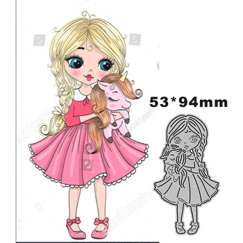 2022 Новая девушка Симпатичная кукла-единорог Металлические режущие штампы для скрапбукинга Бумажные поделки и изготовление открыток Декор для тиснения Без штампов
