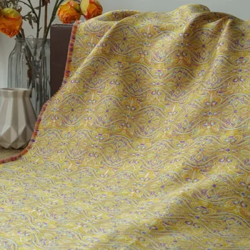 темно-желтый мягкий жаккардовый парчовый тканевой Обычный цветок Модное платье Одежда Багаж Сделай сам Швейная ткань на полметра