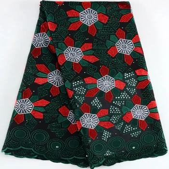 Роскошная африканская кружевная ткань из чистого хлопка 2023 Высококачественная нигерийская вышитая кружевная ткань для женщины вечернее платье