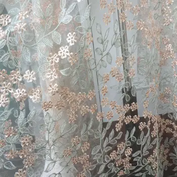 сетчатая кружевная ткань для вышивки розовый цветок синий лист вышивка декоративная ткань