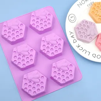 3D Мыло ручной работы Силиконовая форма 6 шт. Силиконовая форма в форме пчелы DIY Форма для мыла ручной работы Самодельная сотовая форма для торта DIY