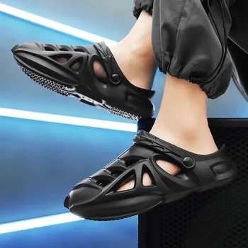  Пляжные сандалии для мужчин Износостойкие нескользящие повседневные тапочки Дышащий водонепроницаемый Мода Удобная обувь на открытом воздухе Лето