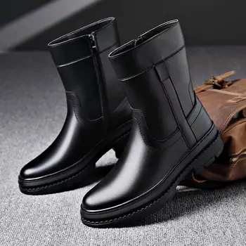  мужчины мода челси сапоги натуральная кожа обувь ковбой осень зима платформа ботинки бренд дизайнер красивый высокий мотоцикл ботас