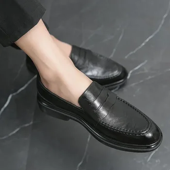 Мужская обувь 2023 Новый черный Деловая Одежда Кожаная обувь Мужская британская Стиль Осень Свадебная Работа Спорт Досуг Лето
