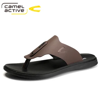 Camel Active Brand PU Кожа Обувь Лето Новый Большой Размер Мужские Сандалии Модные Тапочки
