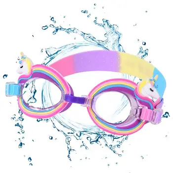  Милые детские мультяшные очки для девочек Очки для плавания Силиконовые водонепроницаемые очки для плавания для обучения плаванию Регулируемый ремешок для мальчиков и девочек