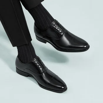 Мужская классическая обувь Роскошный бренд Деловая кожаная обувь для мужчин Удобная остроконечная социальная обувь Мужская офисная обувь B277
