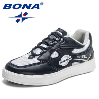 BONA 2023 Новые дизайнеры Мужская мода Дышащие кроссовки на шнуровке ManMansculino Повседневная обувь Плоская нескользящая обувь для ходьбы