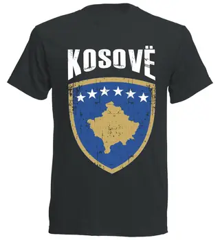 Простая хлопковая футболка с короткими рукавами Косово Футболка Винтажный мужской футболист
