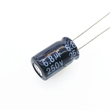  10 шт./лот T35 250 В 6,8 мкФ Алюминиевый электролитический конденсатор Размер 8 * 16 250 В 6,8 мкФ 20%