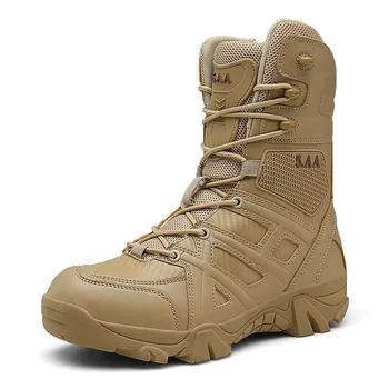 2022 Новые Мужчины Военные Тактические Мужские Ботинки Спецназ Кожаные Водонепроницаемые Пустынные Ботинки Боевые Ботильоны Армейские Рабочие Мужская Обувь