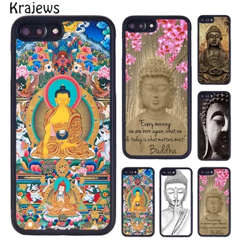 Krajews статуя Будды Винтажный резиновый чехол для телефона для iPhone SE2020 15 14 6 7 8 plus 11 12 mini 13 Pro XR XS Max крышка кок