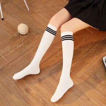 сексуальные носки полосатые длинные носки женские длинные чулки теплые носки до бедра для дам и девочек новая мода полосатые гольфы для женщин