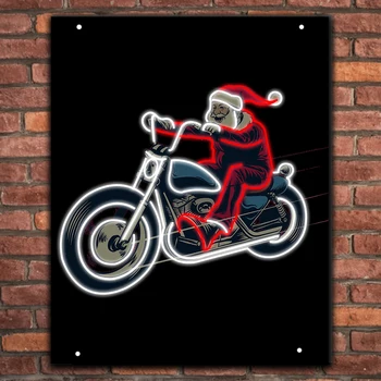 Индивидуальный Санта-Клаус Езда на мотоцикле Супер Большие Лыжи Неоновый Знак Новый Год Украшение Дома Свет