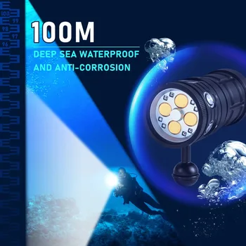 Профессиональный подводный фонарь 4 * 120 * 120 36Core Photography Light High Lumens Дайвинг-фонарик 120 м Водонепроницаемый фонарик видеокамеры