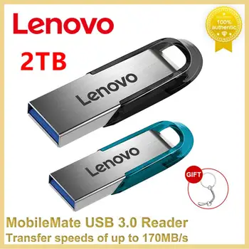 Lenovo 2 ТБ Металлический флэш-накопитель USB Память 1 ТБ 512 ГБ 256 ГБ Портативные USB-накопители 128 ГБ Водонепроницаемый высокоскоростной флэш-накопитель Подарок для PS5