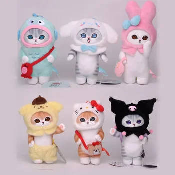 Sanrio Kawaii Акула Кошка Кроссдрессинг Kuromi My Melody Cinnamoroll Hello Kitty Hangyodon Плюшевая кукла Игрушки Кулон Брелок Подарки