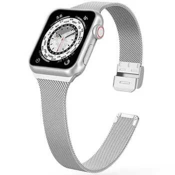 Тонкий миланский ремешок для ремешка Apple Watch 44 мм 45 мм 40 мм 41 мм 42-38 мм браслет iwatch series 8 7 6 SE 5 4 3 9 ultra 2 49 мм