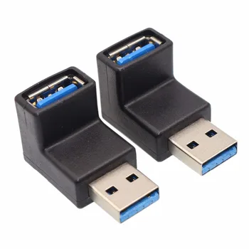  USB-адаптер под прямым углом, USB3.0 AM в AF L-образный преобразователь Адаптер USB 3.0 A Штекер с наружной резьбой на розетку под углом 90 градусов (упаковка из 2 шт.)