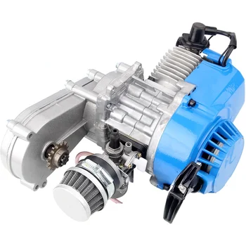 49cc Двигатель с трансмиссией 2-тактный Pull Start 8 мм Раздаточная коробка для Mini Moto ATV Quad Dirt Pit Bike Мотоцикл Синий