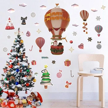 Рождественские украшения Наклейки на стену Воздушный шар Рождественская елка Шаблон Наклейки