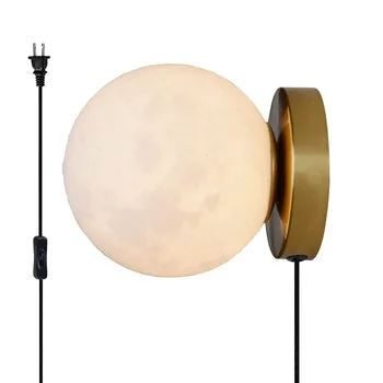 Современная и минималистичная 3D-печать лунных настенных светильников, настенных светильников для коридоров, прикроватных фоновых настенных светильников, круглых планетарных ламп