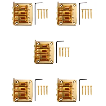 5X Сигарная коробка Гитарные части: 3-струнный золотой регулируемый бридж с жесткой загрузкой с верхней загрузкой Золотой цвет