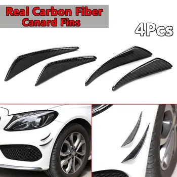 4x Real Carbon Fiber Car Side Canards Fins Body Spoiler Canard Chin Наклейки для Benz Для BMW Для Audi Для Lexus Для VW Для гольфа