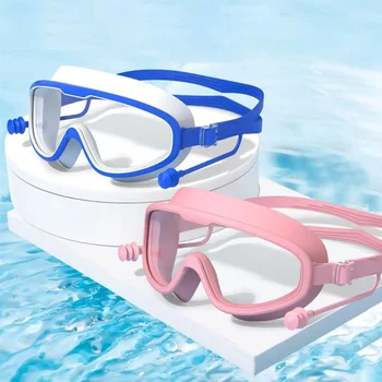 Бассейн Wim Очки для девочек для плавания Большие детские беруши Очки с пляжем Противотуманные очки Детская оправа для мальчиков