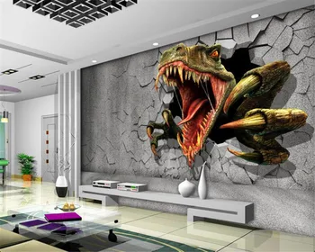 Обои нестандартного размера Кирпичная стена Динозавр ТВ Фоновые обои Домашний декор Детская комната Фон гостиной 3D обои