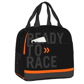 Ready To Race Logo Изолированная сумка для обеда Гоночный спорт Мотоциклист Портативный термоохладитель Bento Box Работа Школьные путешествия